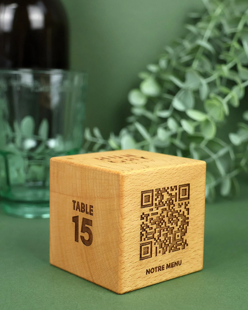 Cube Bois QR Code Personnalisé