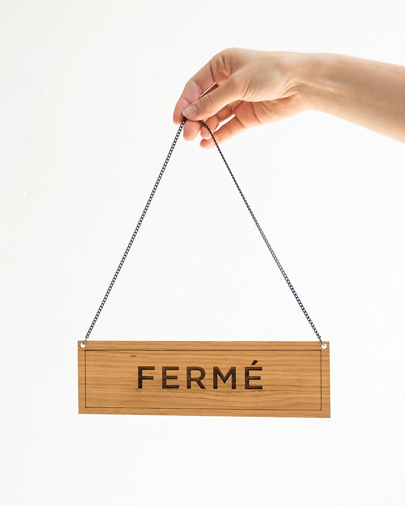 Panneau Bois signalétique restaurant Ouvert/Fermé