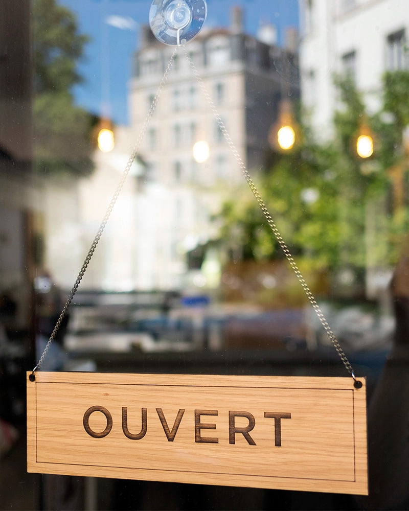 Panneau Bois signalétique restaurant Ouvert/Fermé