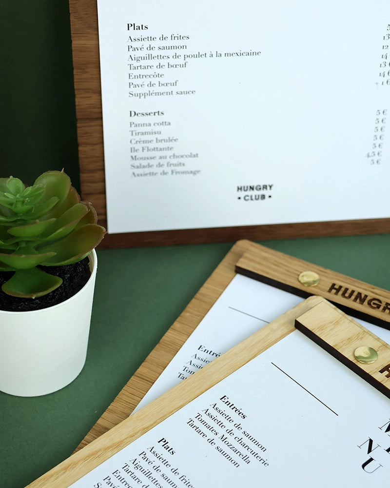 Porte Menu en bois A5 « Le Demi Vissé »