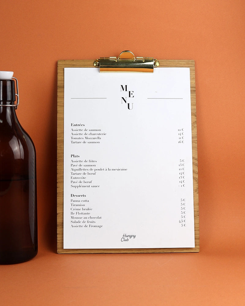 Porte Menu en bois à Pince A4 "le pincé"