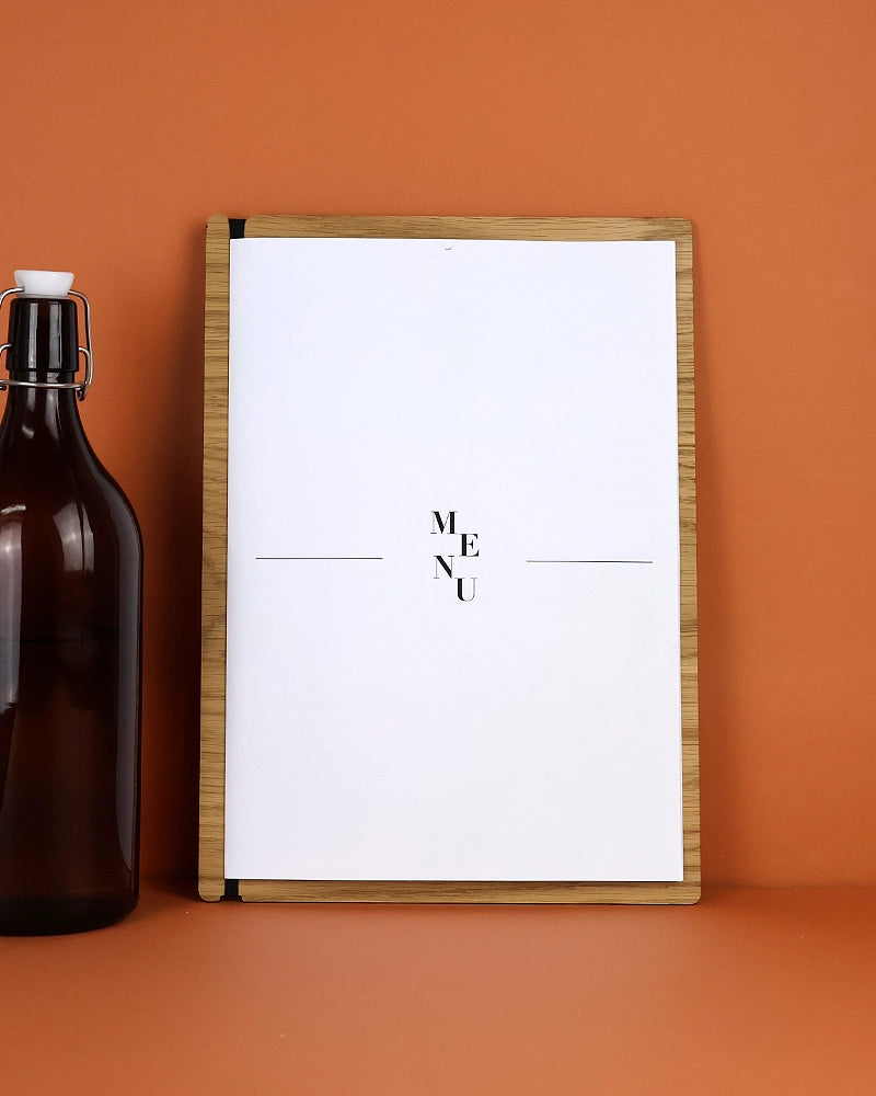 Porte Menu en bois à élastique A4   « Le tendu »
