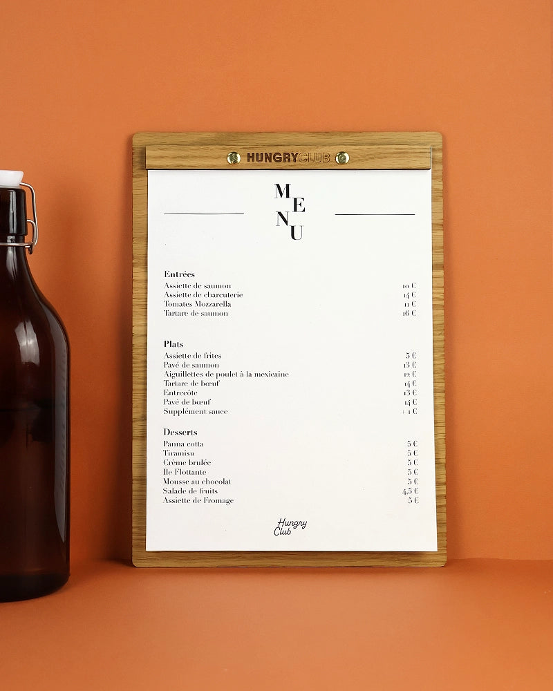 Porte Menu en bois à vis A4  « Le Vissé »