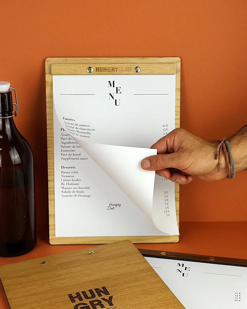 Porte Menu en bois à vis A4  « Le Vissé »