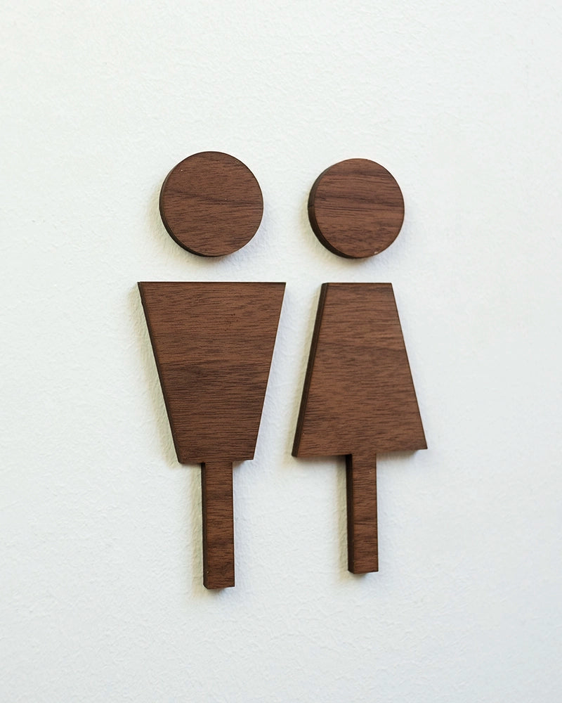 Plaque signalétique toilettes H/F en bois