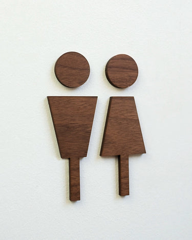 Plaque signalétique toilettes H/F en bois
