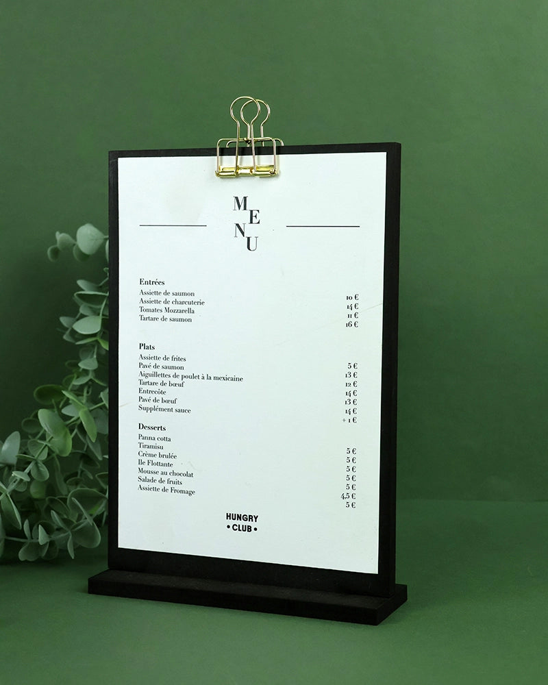 Porte Menu de Table A5 Noir