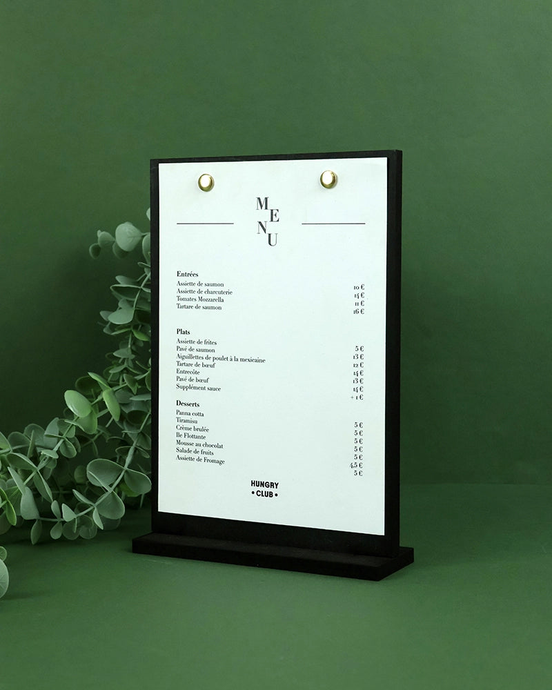 Porte Menu de Table A5 Noir