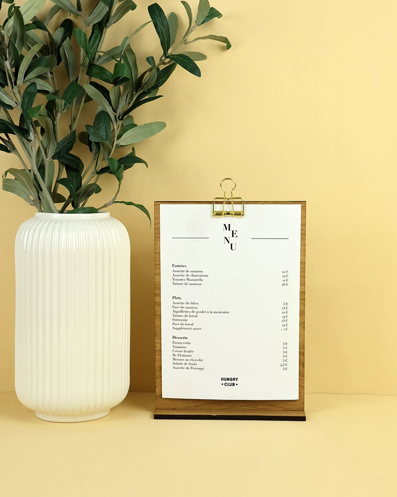 Porte Menu de Table A5 Bois
