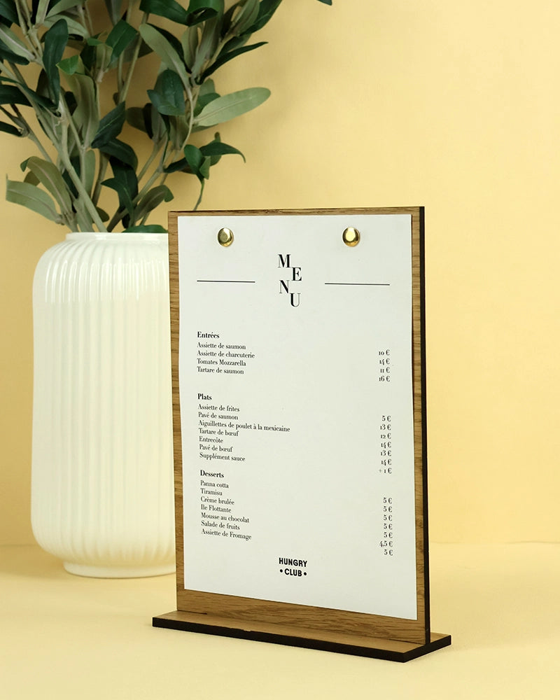 Porte Menu de Table A5 Bois