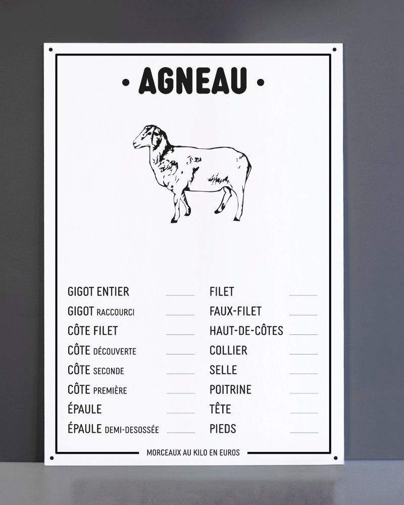 Tableau de Prix  Boucherie - Feutre Effaçable -