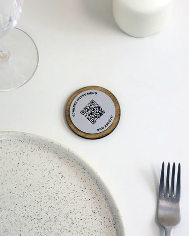 Jeton Bois Menu QR code "Slim" - à poser