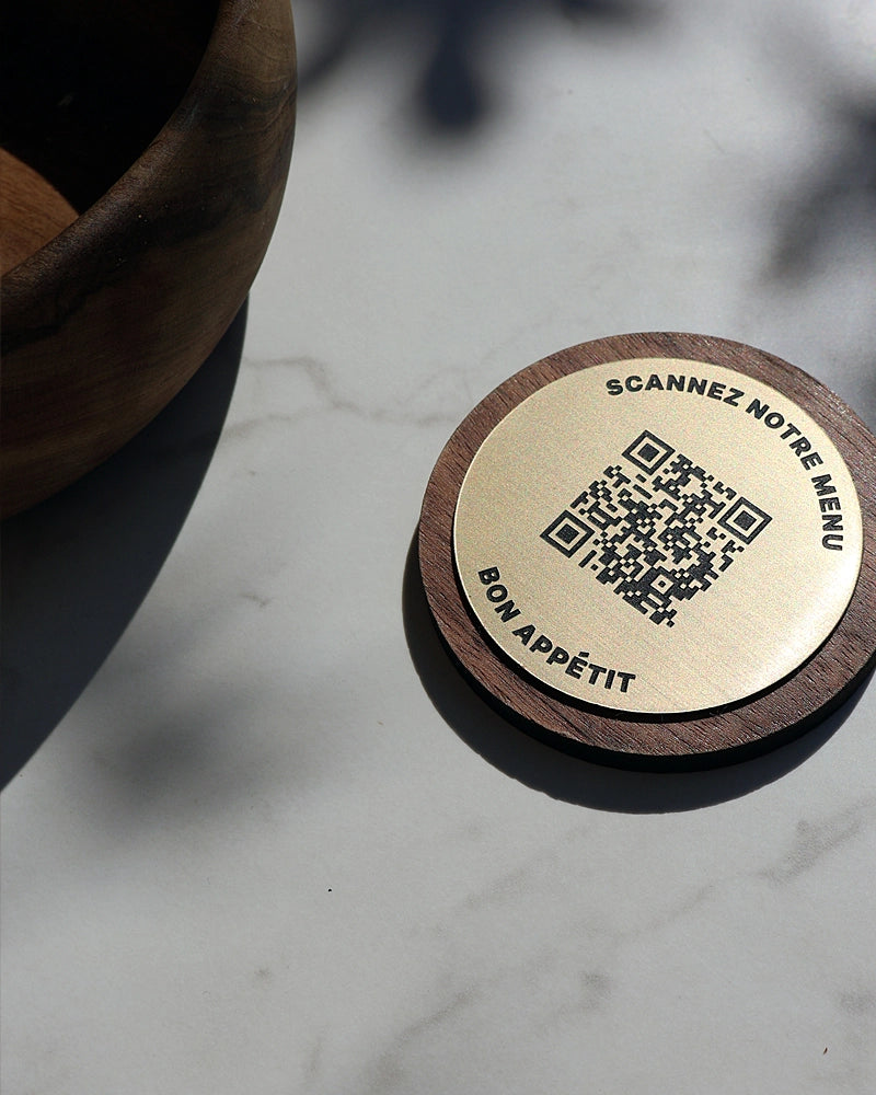Jeton Bois Menu QR code "Slim" - à poser