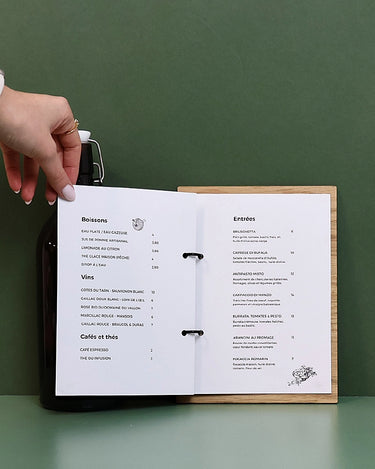 Porte Menu en bois  A5 «L'Anneaux»