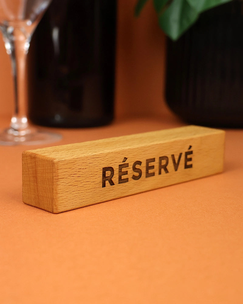 Support «Table Réservée» bois pour les restaurants - recto verso - bois ...