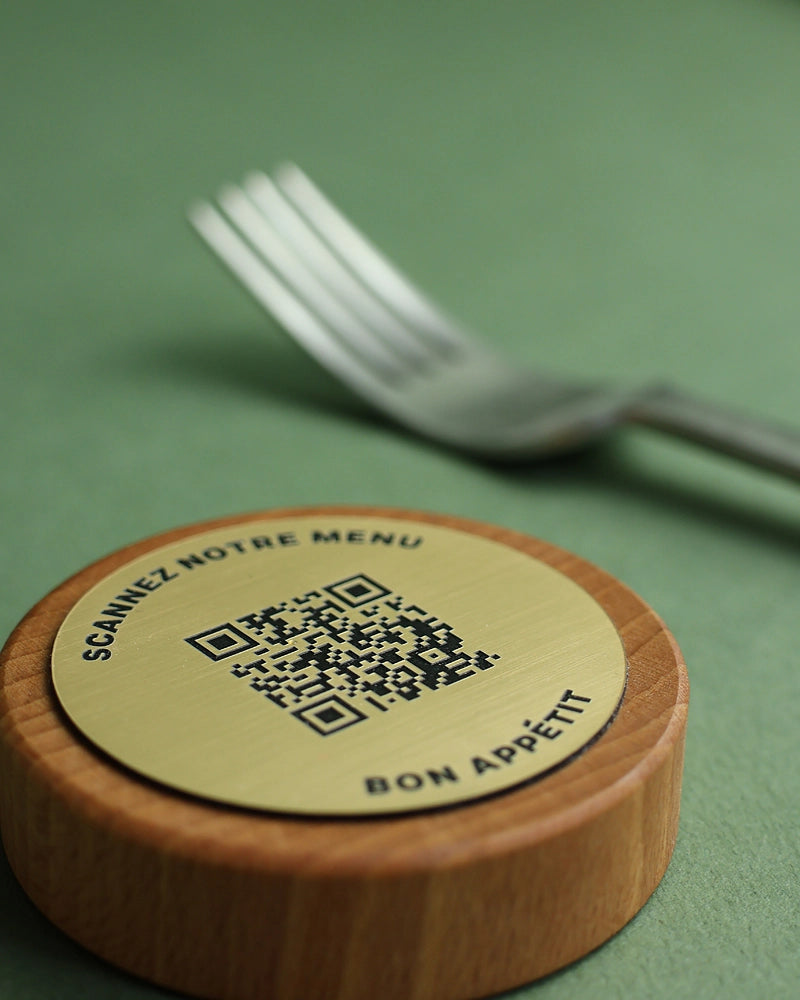 Jeton Bois Menu QR Code - à poser sur table