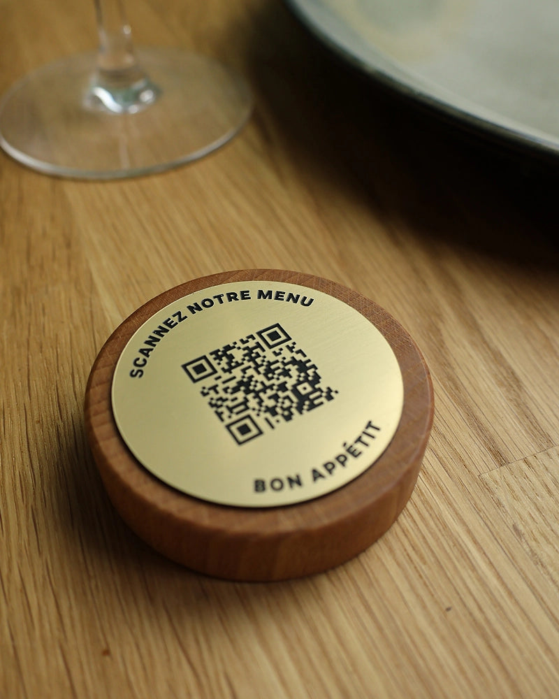 Jeton Bois Menu QR Code - à poser sur table