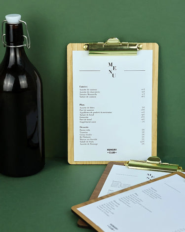 Porte Menu en bois A5 « Le Demi Pincé »